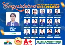 काठमाडौं यूरो स्कुलको ऐतिहासिक सफलता : ३.८९ औसत GPA सहित काठमाडौं उपत्यकामै उत्कृष्ट नतिजा